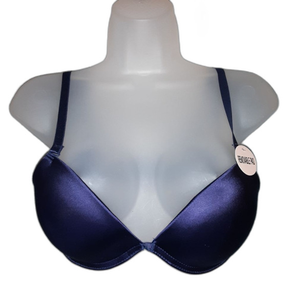 Youmita Shiny Navy 34B Push Up Plunge Bra NWT - Picture 11 of 11